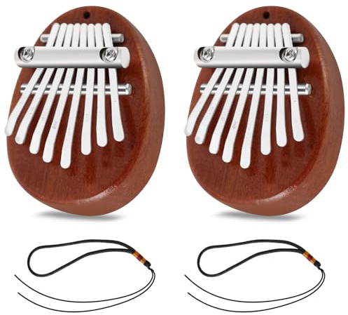 EASTROCK Lot de 2 mini kalimba à 8 touches, piano à pouce avec accessoire pendentif, ornements exquis pour piano à doigt, cadeau de Noël pour débutants