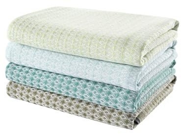 Blue Burgeon Geschirrtücher - 4 Geschirrtücher Baumwolle 40x60 Grüne Kombination - Angenehme Grüne Küchentücher im 4er-Pack