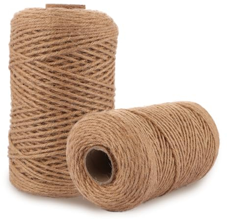 FWEEK 2 pièces 3mm brun corde de jute, 200 mètres de corde de jute, fil de jute corde naturelle corde de jute corde de chanvre pour le bricolage, le jardinage, la reliure et le matériel d'emballage
