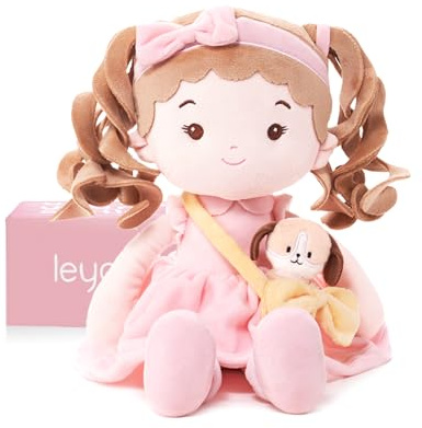 LeyaDoll Bambola Morbida per Bambini (40 cm), Prima Bambola in Stoffa per Bambina di 1 Anno, Regalo di Compleanno e Natale, Giocattolo di Peluche per Neonati e Bambini-Milly and Her Pet-Dog