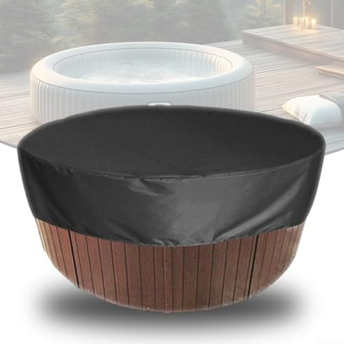 Housse de protection ronde pour jacuzzi 210D - Couverture complète - Portable - Pour jacuzzi extérieur (210 x 30 cm)