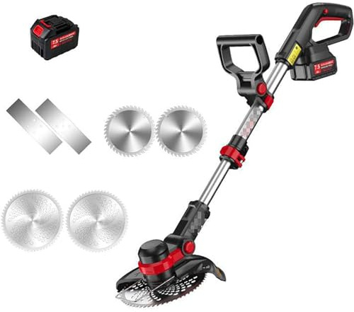 20 V, con 3 Stili di Lame, Batteria da 20 V/7,5 Ah, tagliaerba a Batteria per Uso Domestico, Piccolo, con Impugnatura telescopica Regolabile, Testa Rotante