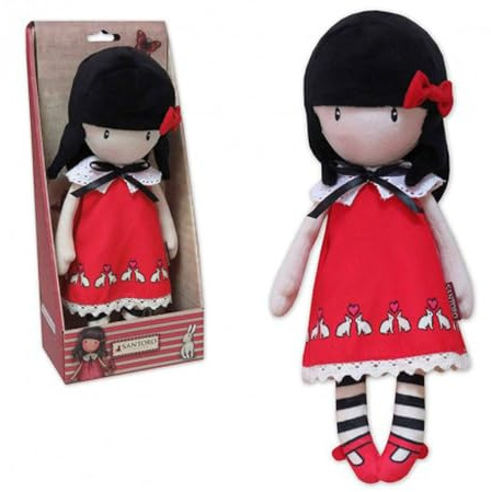 Gorjuss Muñeca de Trapo Original 30 cm – Muñeca de Tela Coleccionable Santoro London – Regalo Infantil, Decoración y Colección (Rojo)