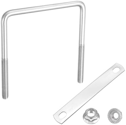 QUARKZMAN Pernos U Cuadrados Internos Anchos De 4 Pulgadas M8 100mm Ancho | 100mm Largo, Pernos U De Acero Inoxidable 304 De 4 Pulgadas De Longitud, Con Tuercas Placas, Automoción