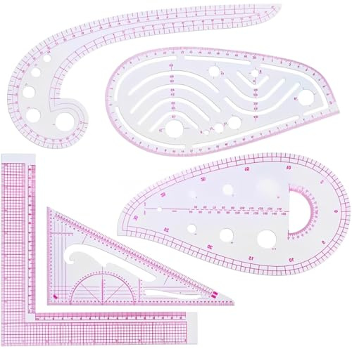 Luxorium 5 piezas conjunto de reglas de costura patronaje, regla curva para costura, patrones, dibujo, medición, ropa y bricolaje
