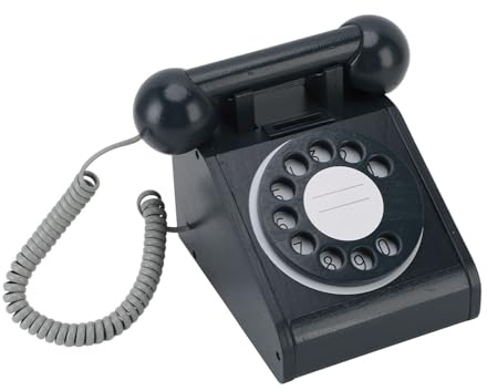 Generic Jouet de Téléphone Fixe Rétro éducatif Vintage en Bois pour Enfants, Jeu de Rôle, étincelle D'imagination, Outil D'éducation Précoce pour Garçons et Filles, Bois de Hêtre 14 X 17 X 14 Cm