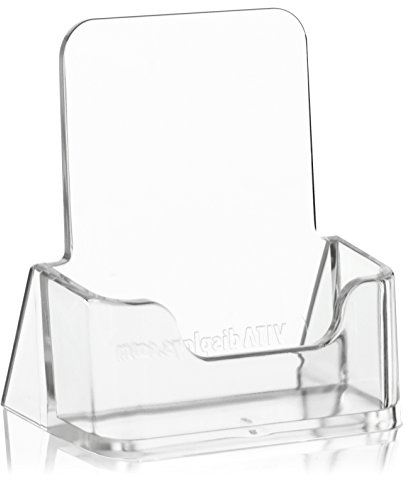 VITAdisplays® Visitenkartenhalter / Visitenkartenständer / Visitenkarten-Aufsteller, Hochformat, Transparent (NE-195)
