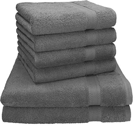 Betz Premium Handtuch-Set - 6 teiliges Handtücher-Set - 2X Duschtücher - 4X Handtücher - 50x100 cm - anthrazit