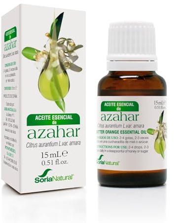 Soria Natural Azahar Aceite Esencial – Con Citrus aurantium – Ingredientes 100% Naturales - Propiedades Terapéuticas - Aceite Esencial 100% Puro - Frasco con gotero de 15 ml.