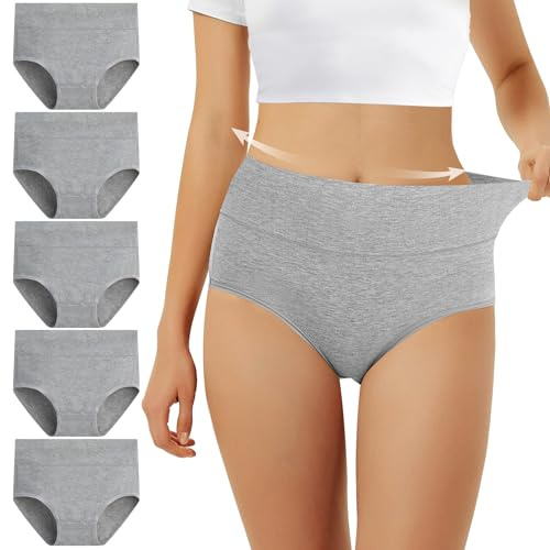 FALARY Mutande Vita Alta Donna in Cotone, Pacco da 5
