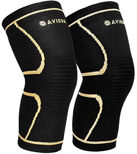 AVIDDA Knee Support Brace 2 Pack - Compression Knee Sleeves for Arthritis, Joint Pain, Ligament Injury, Meniscus Tear, ACL, MCL, Tendonitis, Running, Squats, Sports
