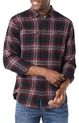 Amazon Essentials Men's Slim-Fit Flannel Long-Sleeve Shirt, Two-Pocket, Plaid