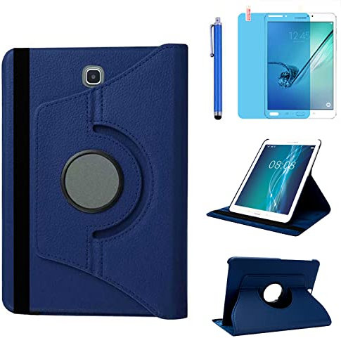 Case for Samsung Galaxy Tab S2 8.0 inch 2015 (SM-T710 SM-T713 SM-T715),360 Degree Rotating Stand Case Smart Protective Cover,With Stylus Pen,Screen Film (Deep Blue)