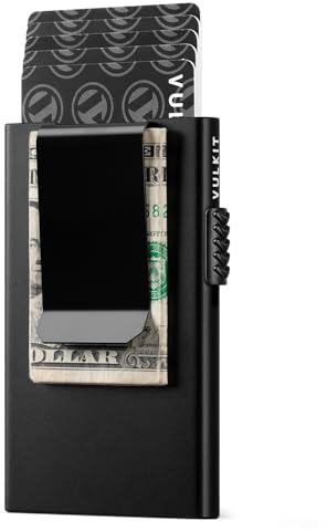 VULKIT Kartenetui mit Geldklammer Herren-Kreditkartenetui RFID-blockierender Pop-Up-Kartenhalter Damen Minimalistische Geldbörse