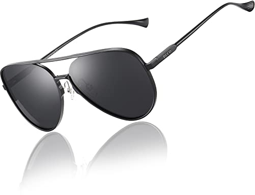 DUCO Herren Polarisierte Sonnenbrille Klassische Unisex Fliegerbrille UV400 Filter Kategorie 3 3025H (Schwarz, Grau)