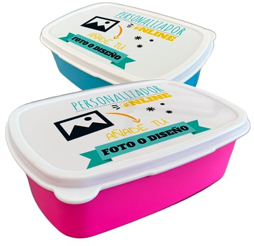 CUAC REVOLUTION Fiambrera personalizada infantil para colegio o guardería. Caja merienda personalizada. Apta para microondas y lavavajillas. Libre de BPA. Ideal para los almuerzos del cole (Azul)