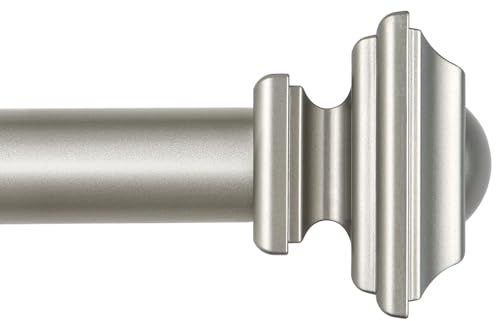 KAMANINA Antique Silver Curtain Rods for Windows 72 to 144 Inches(6-12ft), 1 Inch Long Curtain Rod 32 to 144 Inches, Heavy Duty Decorative Single Drapery Rods, Square End