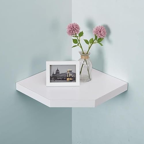 Homme Concept – White Corner Shelf, Wall Mounted Floating Shelves, Wall Shelves, Display Storage Organiser Shelving Unit, Bookcase Bookshelf for Living Room Bedroom Bathroom Home Office.