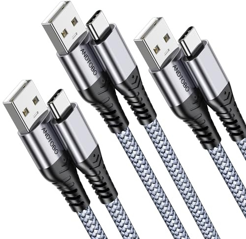 Cable USB C [3Pack,2M+1M+0.3M] USB C 3.1A Cable de Carga Rápida, A a C Cable de Carga Rápida para iPhone 17 Pro Max, 17 Air, iPhone 16 15 Pro Max Plus, Samsung S22 S23 Ultra, Xiaomi 15 14 Ultra, Oppo