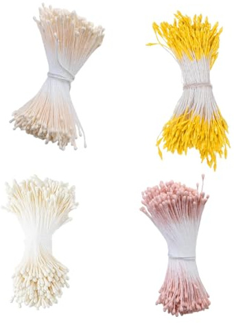 Bestevery 1600 Pièces Pistil D'Étamines, Étamine De Floraux à Double Tête, Double Têtes Fleur Étamine, Perle Fleur Étamines, pour La Fabrication De Floraux, Fête De Bricolage Décoration Artisanale