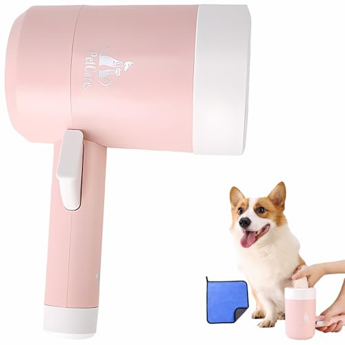 ZhaoCaiWJ Limpia Patas De Perro - Garras Limpias Para Perros, BotóN Manual Girando 360 Grados - Con Una Toalla Absorbente De Agua Azul Para Perros FáCiles De Usar Limpieza RáPida Interior Exterior