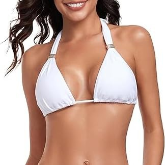 RELLECIGA Haut De Maillot De Bain Femme Bikini Triangle Bikini Top avec Bijou Doré