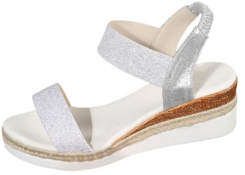 Générique Sandalette Femme Chaussures Antidérapantes Respirantes Et Nu-Pieds Bohême Bout Ouvert Avec Talon Décontractées Sandale De Sport Compensees Plate-Forme Cheville Strass