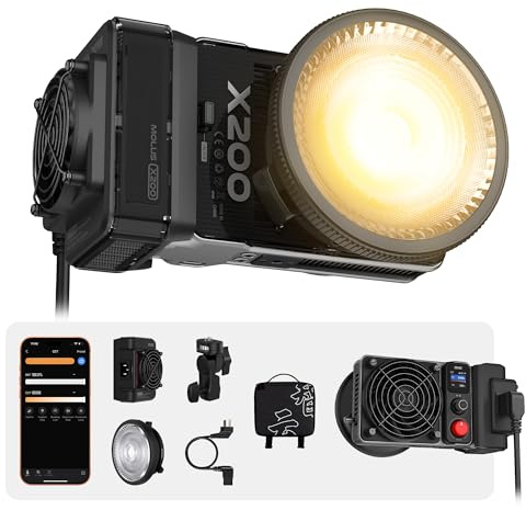ZHIYUN MOLUS X200 Bi-Color Standard [Offiell] 200 W videoljus inget batteri | Handhållen permanent ljus bärbar professionell fotobelysning Bowens-hållare 2700 K~6500 K CRI≥95 TLCI≥97 endast 800 g