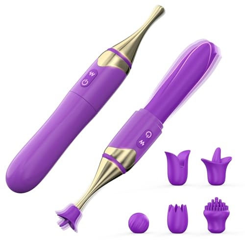 2 in 1 Wand Vibrator Sex Toys, Precision High Frequency G Spot Vibrators Sex Toy with 10 Modes, Adult Toys for Clit Anal, Vibrating Wand Vibabrator Vibrater Dildo Machine Couples Sex Toy Purple