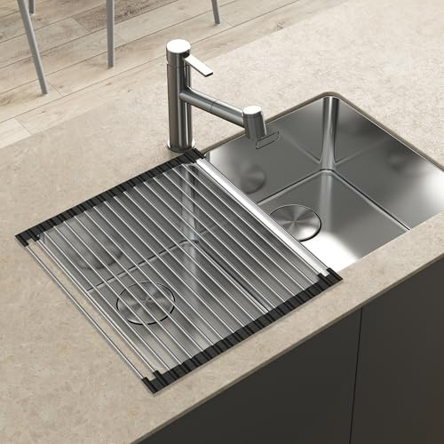 FRAVAST® Escurreplatos Plegable (43x41cm) + PDF Gratis con Recetas y Plan Semanal | Escurridor de Platos para Fregadero | Escurreplatos sobre Fregadero