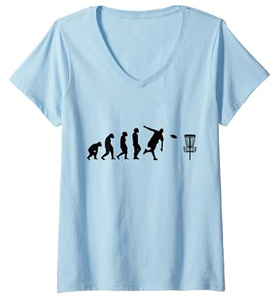 Femme Disc-Golf-Joueur Disc-Golfing Game Evolution Disc-Golf T-Shirt avec Col en V