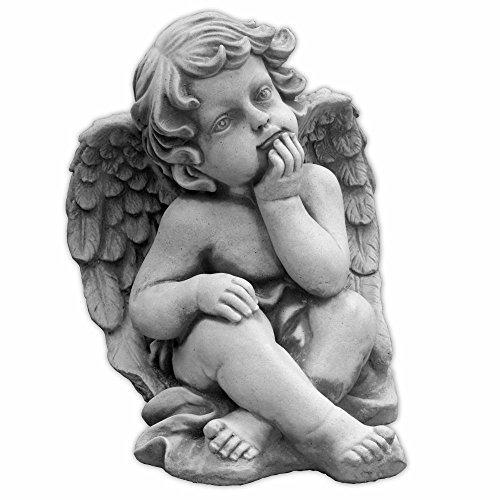gartendekoparadies.de Figure de Pierre Massive Ange Assis en Pierre reconstituée, résistant au Gel (Gris)