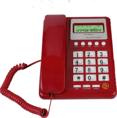 Diyeeni KX-T8001 DTMF/FSK Mode Double Téléphone Filaire, Téléphone Filaire Simple avec Affichage de L'appelant, Date/Semaine, Téléphone Fixe Parfait pour La Maison de Bureau de Hôtel
