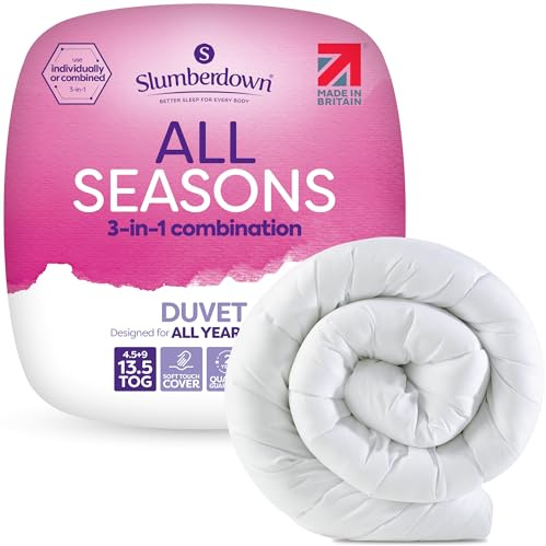 Slumberdown 3-in-1 All Seasons 13.5 Tog Double Duvet - 4.5 + 9 Tog Combi Double Quilt for All-Year Round Comfort | UK-Made, Soft Touch, Non-Allergenic, Washable (200 x 200cm)