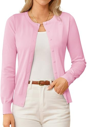 GRACE KARIN Pink Cardigan Sweaters for Women Lightweight Cardigans for Women Trendy Spring Outfits Summer Clothes XL