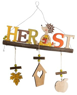HEITMANN DECO Plaque murale d'automne à suspendre - Décoration en bois avec inscription et pendentifs - Peinte colorée - Décoration de porte et murale pour l'automne