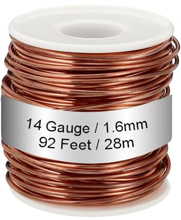 PATIKIL 99.9% Soft Copper Wire, 14 Gauge/1.6mm Diameter 92 Feet/28m 1.1 Pound Spool Pure Copper Wire for Jewelry Making Beading Garden Plants