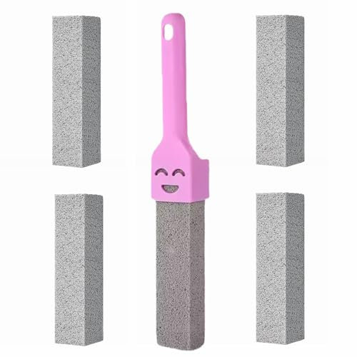 Cuzlarmul Pumice Stone Toilet Bowl Cleaner, Scouring Stick Remove Hard Water Rings, Calcium Buildup, Pumice Stone with Handle for Cleaning Toilet, Oven, Pool, Grill, Bathtubs, 5 Pack, Purple