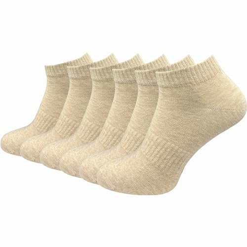 GAWILO Sportsocken ohne Naht (6 Paar) | Kurze Socken für Damen und Herren | Dank Rippschaft kein Verrutschen und kein Faltenwurf (39-42, beige)