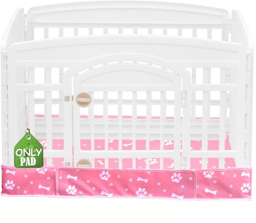 Dog Playpen Bottom Pad Fits for 36 Inch 4 Panels Exercise Pet Playpen, Dog Crate Pad Puppy Playpen Pad, Hoop and Loop Design (Note: Playpen Not Included). -Pink