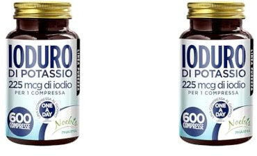 Ioduro di Potassio 600 Compresse - 225 mcg di Iodio per 1 Compressa - Alto Dosaggio - Normale Funzione della Tiroide - Fornitura di Lunga Durata (Confezione da 2)