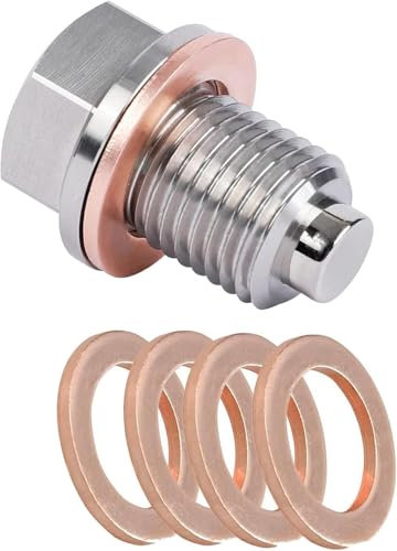 Wohlstand Magnetische Ölablassschraube M12 x 1.5 Magnet Dichtung Ölwannenablassmutter, Mit 5 Stück Kupferdichtung, Magnetische Ölwannenwanne Schraube Dichtring Ölablassschraube Auto Ölschraube Adapter