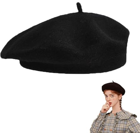 YREYBN Classic Winter Beret Hat - Unisex Warm Vintage Artist Beanie for Autumn Casual Fashion - Black