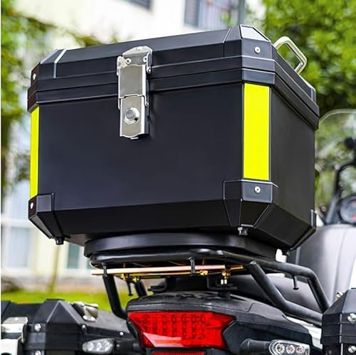 Cachpib 45L Motorbike Top Case, Waterproof Dustproof Motorcycle Top Box PP Motorbike Trunk Travel Luggage Storage Tour Tail Box Lockable Motorcycle Rear Box with Reflective Strips