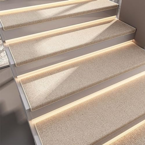 Tappetino per Scale in Tinta Unita, Tappetino Interno Antiscivolo per gradini in Legno, Protezione per gradini, Adatto per Anziani e Cani in Ambienti Chiusi per Sicurezza e aderenza (Bianco