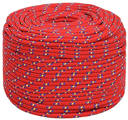 Corde de bondage - Corde à linge en polypropylène - Rouge - 8 mm - 25 m - Pour jardin, bricolage, décoration, groupage et camping