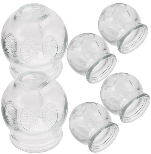FONDOTIN Set de 6 Ventouses en Verre pour Massage Forte Adhérence Stimulation Circulation Sanguine Usage Prolongé et Domestique