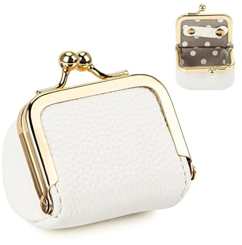 Ufdeoton Mini joyero de viaje, pequeño joyero de piel auténtica, pequeño organizador de joyas portátil, con cierre de presión, mini caja para pendientes, anillos, collares, pulseras