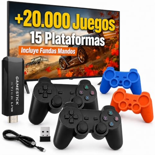 Consola Retro HDMI V. 2026 Incluye 2 Fundas para los Mandos | Pinchar y Jugar Miles de Juegos Videoconsola y 2 Gamepad Inalámbricos | Videojuegos Clásicos Arcade | Pincho Stick Sin Internet TV Tele