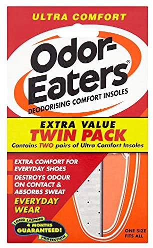 Odor-Eaters Ultra Comfort Insoles for Everyday Wear, One Size, Twin Pack